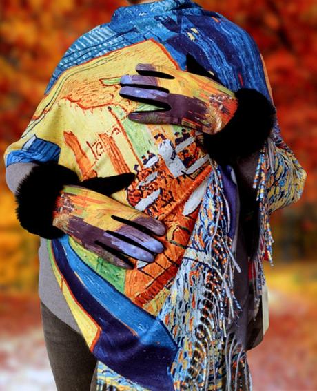 Luxusný kašmírový vincent van gogh - café terrace,