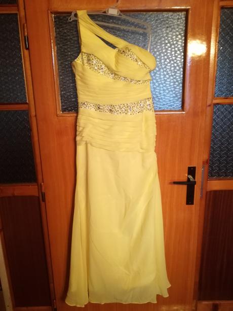 Zlte spolocenske saty + kravata, 38