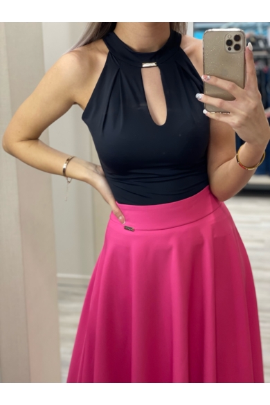 Elegantná dlha ružová sukňa, m