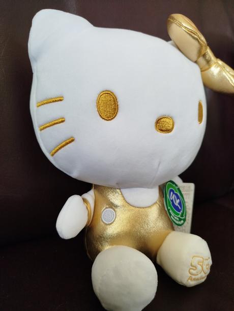 Bielo zlatá hello kitty 25cm - nová s visačkou,