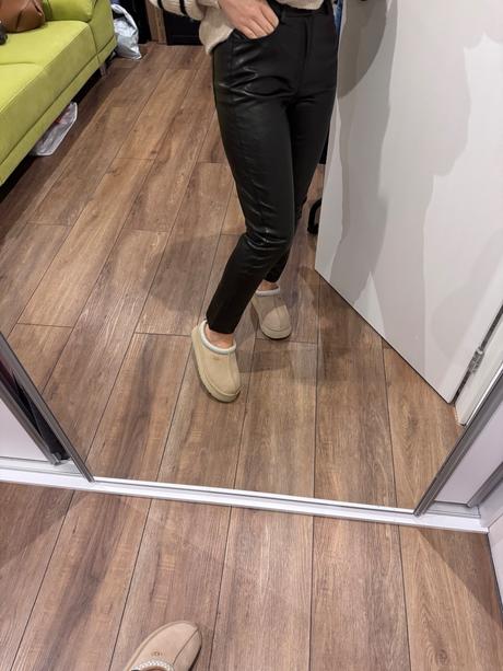 Kožené nohavice zateplené, s