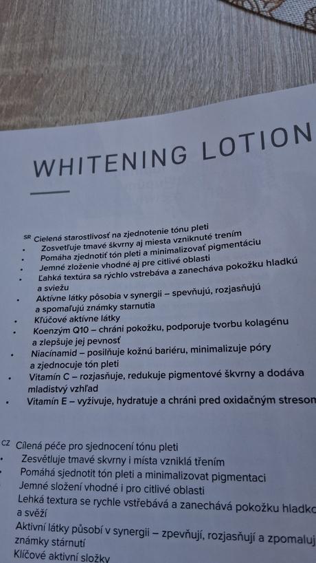 Zosvetlujuce telové mlieko, 