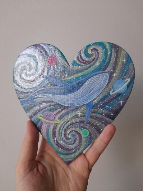 Akryl na srdcovom plátne veľryba, 