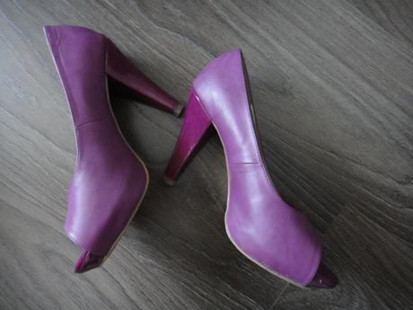Fialové topánky s otvorenou špičkou, 38
