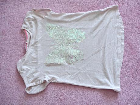 Tričko s flitrovým motýľom, h&m,122