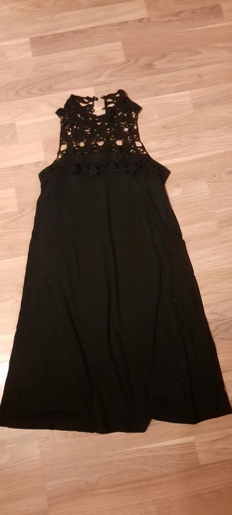 Jednoduche cierne saty s cipkou c.36-jersey, bonprix,36