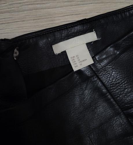 Koženková sukňa s výšivkou h&m 40/42, h&m,l