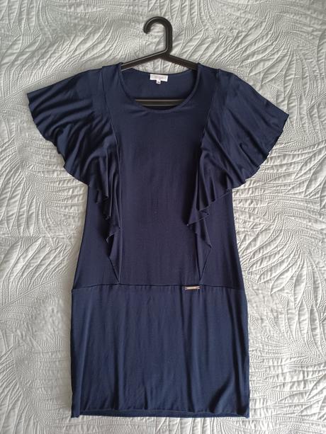 Šaty tmavomodré, elastické, orsay,36 / 38