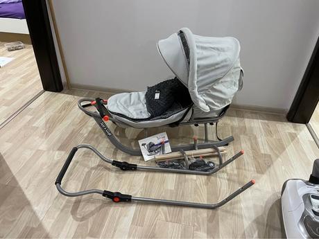 Detské kovové softchelové sánky sv. sivé - top sta, 