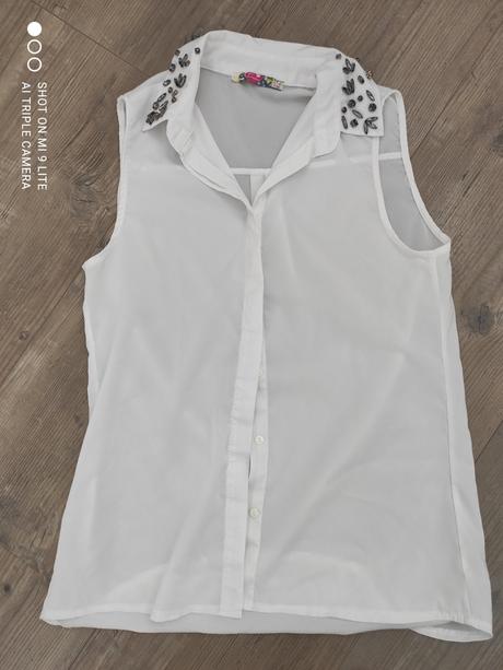 Biela lahka bluzka s kamienkami, 36