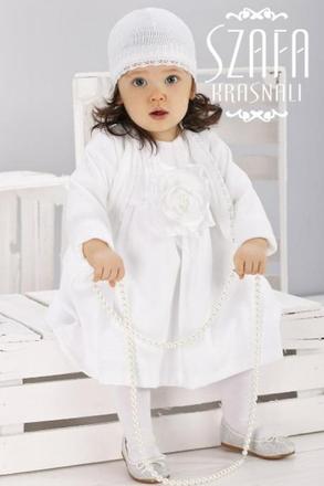 Biele žakárové šaty s dlhým rukávom s veľkým kveto, 62