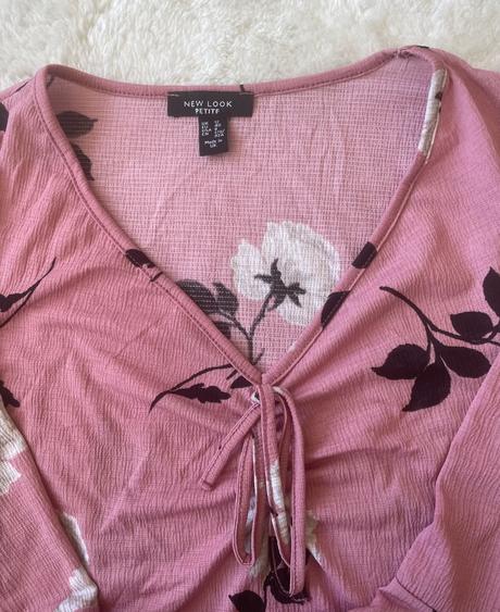 Ruzovy top s volanovymi rukavmi, new look,40