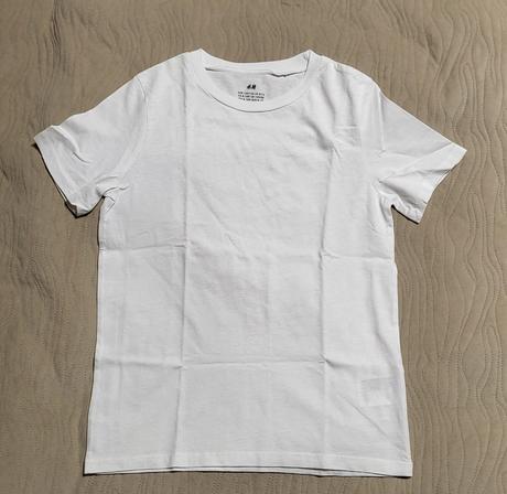 2ks biele tričko krátky rukáv velk  134/140, h&m,134