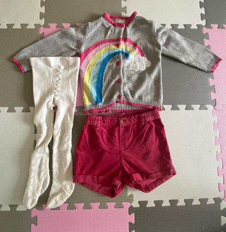 Svetrík dúha + pribalím pančušky a krátke nohavice, baby,80