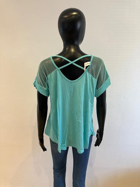 Dámske tričko s výstrihom na chrbte mentolové, l / m / s / xl