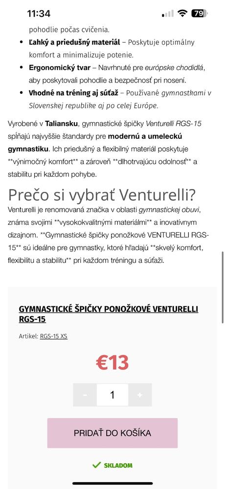 Venturelli gymnastické špičky vel. s 31-34, 34