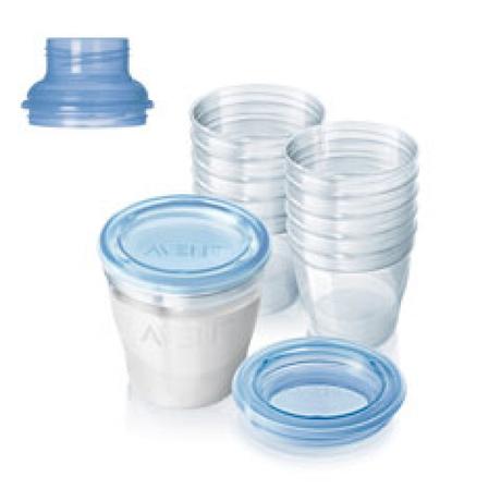 Via zásobníky na materské mlieko s vrchnákmi 10 ks, avent