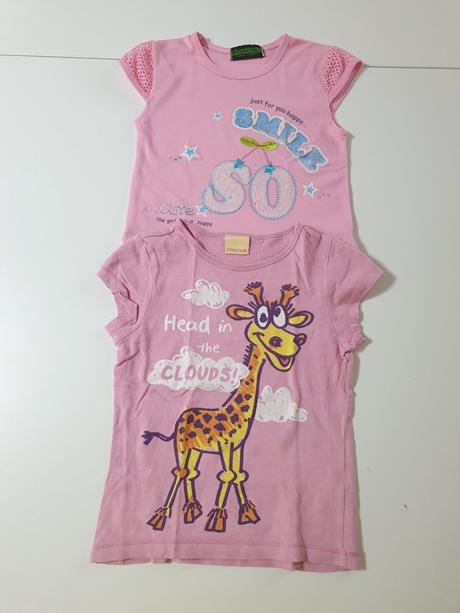 2 ružové tričká na leto v. 128, tesco,128