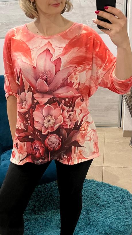Kvetované oversize svetrové tričko, l / m / s / xl