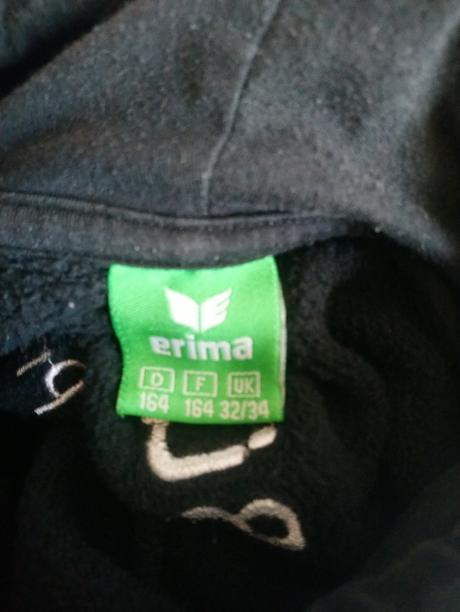 Čierna mikina s kapucňou, nápis vzadu, erima, 164