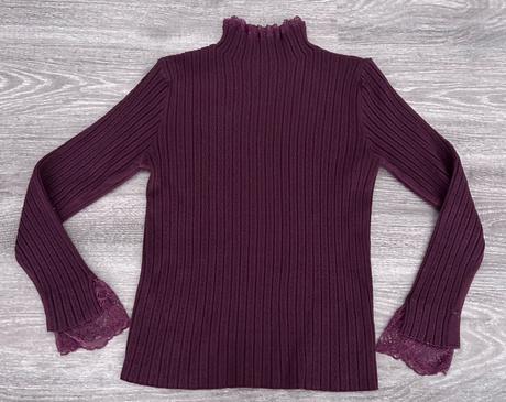 Baklažánová pulover s krajkou, tu,152