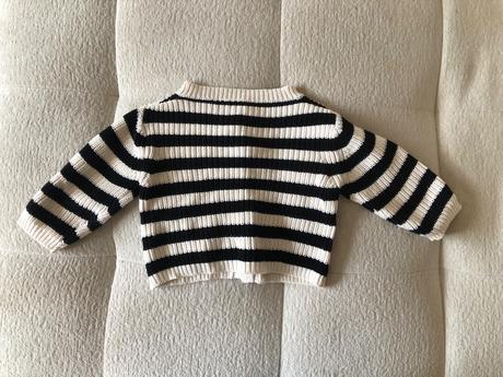 Krémovo - čierny pásikavý sveter 92/98, 92