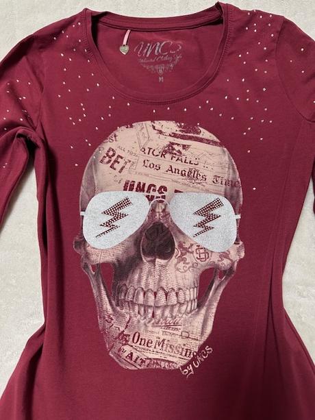 Bordové tričko s kamienkami zn. uncs, m