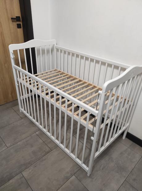 Nová postieľka biela / prírodná spúšťací bok, šírka (cm): 60,dĺžka (cm): 120