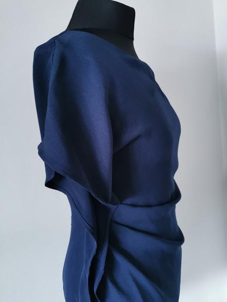 Modré asymetrické šaty s vlnou na boku vero moda, vero moda,s