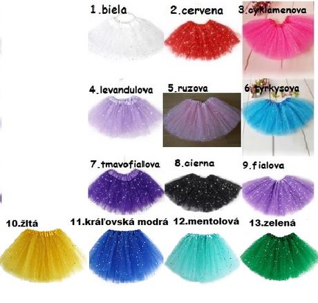 Tutu sukna s trblietkami aj bez nova rozne farby, <50 - xs