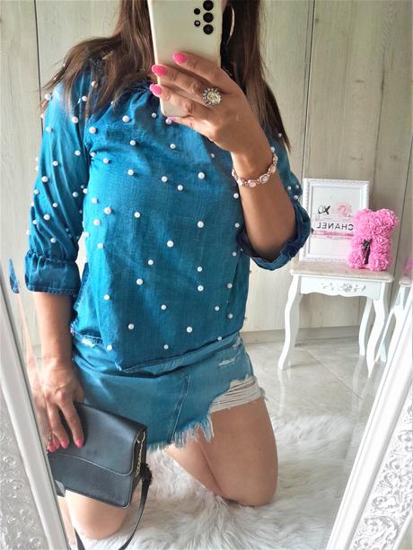 Blúzka s perličkami-m/l, m