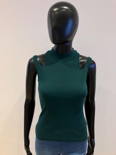 Tmavozelený rebrovaný top (xs), sinsay,xs