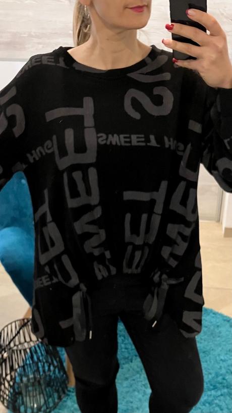 Mikina s nápismi a predĺženou zadnou časťou (uni), l / m / s / xl