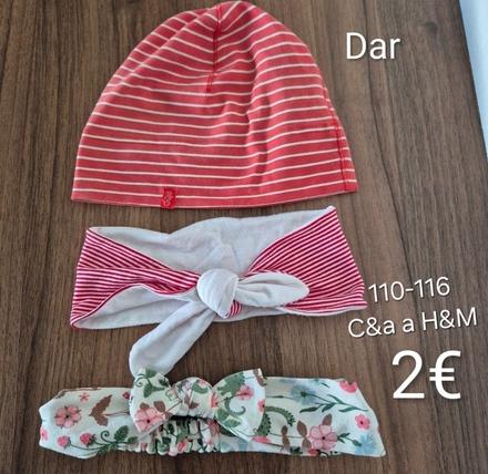 Balík čelenky a čiapka ako dar, h&m,110