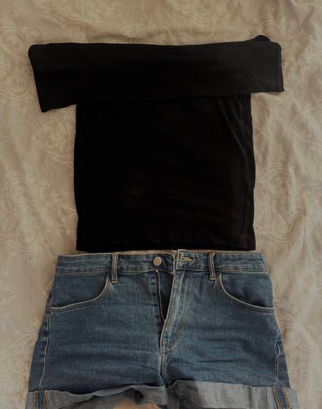 Setík - kraťasy a tričko na ramenach, h&m,s