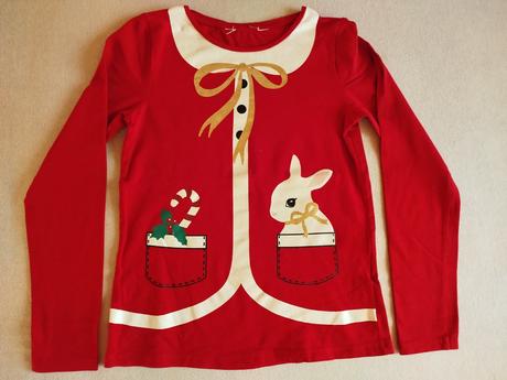 Vianočné tričko s dlhým rukávom, h&m,134