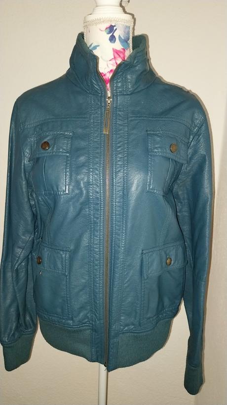 Petrolejová koženková bunda, m