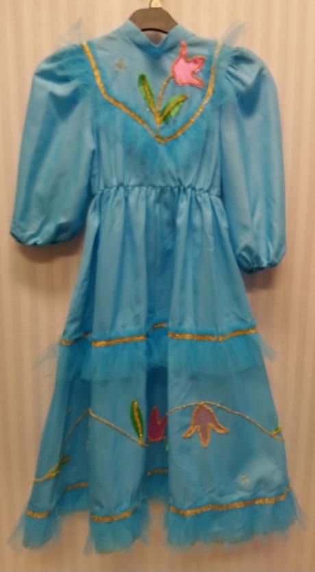 Kostým princezná, modro zlaté šaty, 140-152 cm,