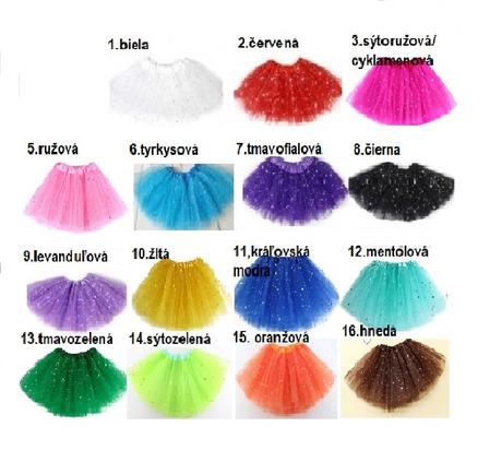 Tutu sukna s trblietkami rozne farby velkosti, <50 - xs