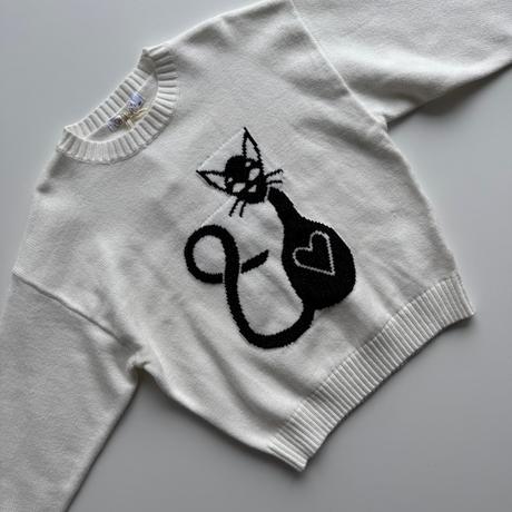 Dievčenský sveter s mačičkou biela, 104 / 110 / 116