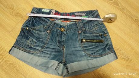 Rifľové kraťásky, denim,38