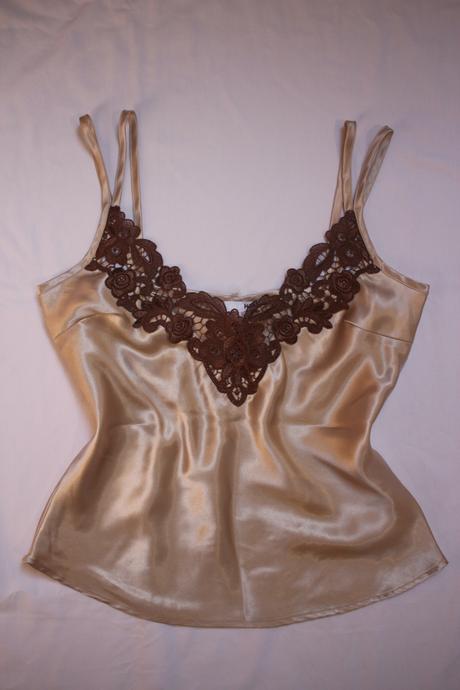 Zlaté saténové tielko h&m s čipkou  vintage / y2k, h&m,36