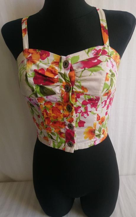 Farebný elastický crop top na ramienka, parisian, xs