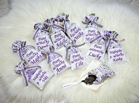 Levanduľové vrecúška s menom,