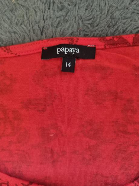 Dlhšie červené tričko s 3/4 rukávmi, papaya,m