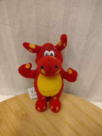 Retro plyšový červeno-žltý drak, danzo, 14 cm, 