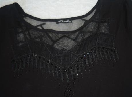 Čierny top s tylom a flitrami, veľ. xl, xl