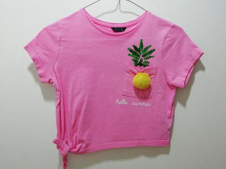Ružové tričko s ananásom crop, 140