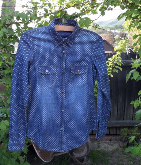 Bodková rifľová košeľa, tezenis,s