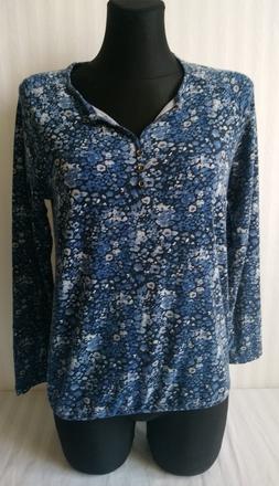 Elastický modrý top s kvetinovým vzorom, bonita, m